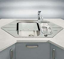 Double kitchen sink Line 40with drainboardstainless steelovermount
