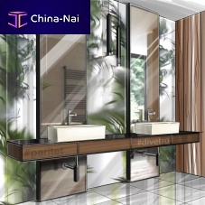 Wall-mounted bathroom mirror for hotelcontemporaryrectangular