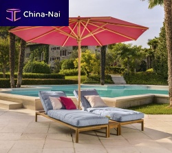 Contemporary sun lounger NEW HAMPTONacrylic fabricteakcommercial