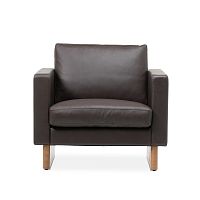 Contemporary armchair SH88 fabricleatherbrown