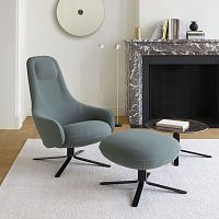 Contemporary armchair MOAfabricleatherwith footrest