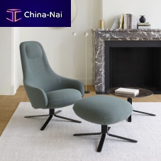 Contemporary armchair MOAfabricleatherwith footrest