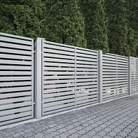 Perforated sheet metal fencing MODERNlouveredwire meshwith bars