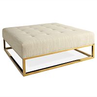 Traditional ottoman CAINEfabricbrushed brassindoor