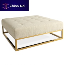 Traditional ottoman CAINEfabricbrushed brassindoor