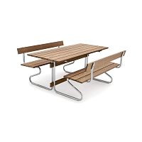 Contemporary table and bench set teakgalvanised steelgarden