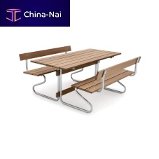 Contemporary table and bench set teakgalvanised steelgarden