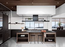 Contemporary kitchen DEVONwoodenmodularwith handle