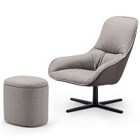 Contemporary armchair VIOLON SOFT / R01fabricleatherwith footrest