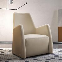 Contemporary armchair CARRIEleatherbeige