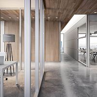 Removable partition SOLID WALLslidingwoodenglass