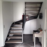 Straight staircase NORMANDIEquarter-turnhalf-turnwooden step