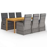 Contemporary table and chair set vidaXL 7-tlg : 3067908rattanacaciasolid wood