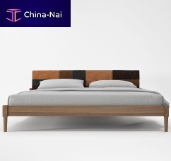 King size bed KW08EUcontemporarywith leather headboardteak