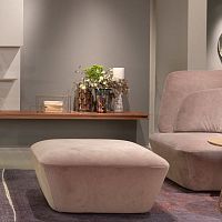 Contemporary pouf SOHO velvetsquaregray