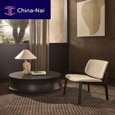 Contemporary fireside chair CURVEfabricleatherwooden