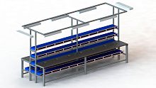 Stainless steel working table for the food industry