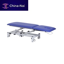 Hydraulic massage table YA-ET-H01on casterswith adjustable height backrest2-section