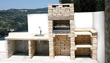 Charcoal barbecue HADRIENfixedengineered stone