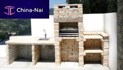 Charcoal barbecue HADRIENfixedengineered stone