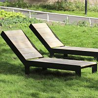 Contemporary sun lounger LowBedoakpowder-coated steelzinc