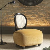 Contemporary fireside chair BOOGIEfabriccustomizablemedallion