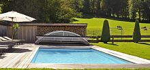 Mid-high swimming pool enclosure telescopicmanualfor in-ground swimming pools