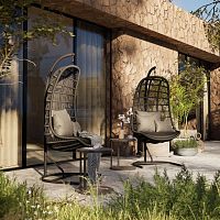 Contemporary hanging chair Cocoonoutdoorfabricrope
