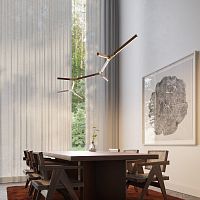 Pendant lamp BRANCHING BOUGHsteelsolid woodcontemporary