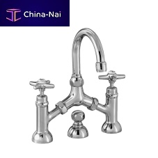 Double-handle washbasin mixer tap 3215-351countertopchrome-plated brassbathroom