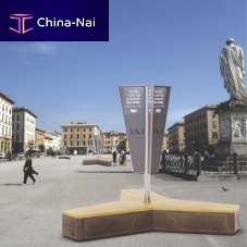 Contemporary public bench CHARM THE BREATHwoodenhigh-performance concretewithout backrest