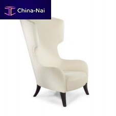 Traditional fireside chair DRACENAleatherfabricwing