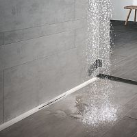 Stainless steel linear shower drain TECEdrainprofilemesh