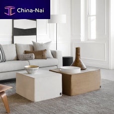 Contemporary ottoman LARGE velvetsquareupholstered