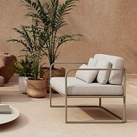Contemporary armchair Cruisefabricperforated sheet metalwith removable cushion