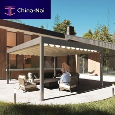 Self-supporting pergola PLUSaluminumfabricPVC fabric sliding canopy