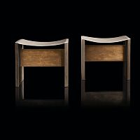 Contemporary stool RIOleathersolid woodbrass base