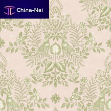 Contemporary wallpaper Cottontail Toilenatural fiberfloraldamask