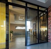 Removable partition SMARTIA P200woodenglazedaluminum
