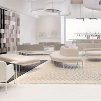 Contemporary ottoman ABISKOfabricsolid woodsteel