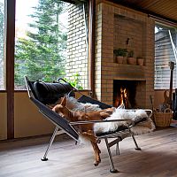 Contemporary chaise longue pp225 fabricleatherstainless steel