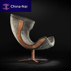 Contemporary fireside chair NAUTILUSAmerican walnutcopper-coated steelgray