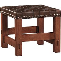 Contemporary stool MISSION : 89-297leatheroak basecherrywood base