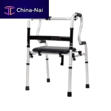 Height-adjustable mobility walker with seat