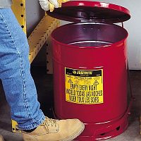 Galvanised steel waste container 09100for hazardous wastewaste oilround lid