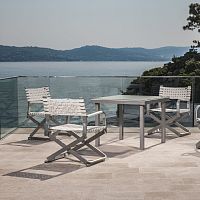 Contemporary garden chair ARMLEHNSTUHLoutdoorleatheraluminum base