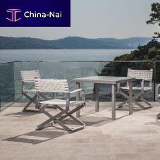 Contemporary garden chair ARMLEHNSTUHLoutdoorleatheraluminum base