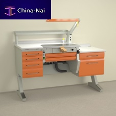 Dental laboratory workstation with shelves C4+PL/AR+BF/Cwith lightwith drawers