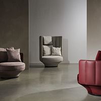 Contemporary fireside chair Paradise Bird Fullbackfabricleatherhigh back