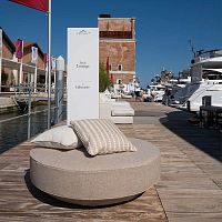 Contemporary ottoman NECKERfabricroundwith washable removable cover
